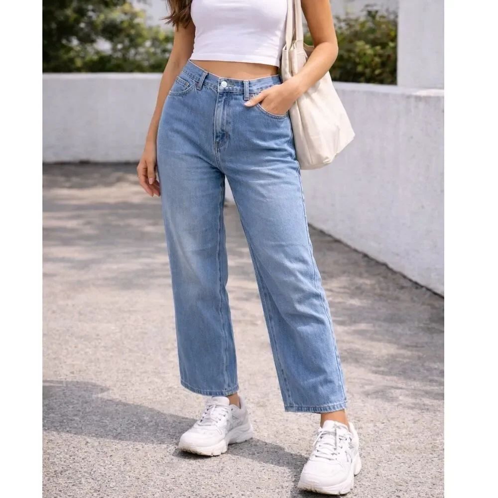 Universal Thread Relaxed Wide Leg Jeans 12/31R Blue High Rise Denim Minimalist